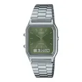 Damenuhr CASIO AQ-230A-3AMQYES Edelstahl Grun Chrono Alarm Vintage