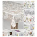 laro Wachstuch-Tischdecke Wachstischdecke Gartentischdecke, Muster:Blumenornament Beige Weiß, Größe:140x300