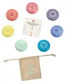 moses. Chakrensteine-Set - Omm for you, 7 Chakren-Steine für die Hauptchakren und Kraftzentren, Marmorsteine für jedes Chakra, mit Mini-Guide und Aufbewahrungsbeutel aus Baumwolle, Chakra Stein Ø3,5cm