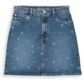 TOM TAILOR DENIM Damen Mini-Jeansrock mit Herz-Print, blau, Uni, Gr. XS
