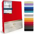 MOON Heimtextilien Spannbettlaken MOON-Luxury Spannbettlaken Jersey Stretch 230g/m2, 97% Mako-Baumwolle 3% Elastan rot 140 cm x 200 cm