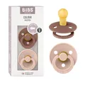 BIBS Colour Schnuller 2er-Pack, BPA-frei, Kirschform Nippel. Naturkautschuk/Latex, Hergestellt in Dänemark. Größe 1 | 0+ Monate | 2-Pack, Woodchuck/Blush