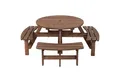 COSTWAY Gartentisch, Picknicktisch mit 4 Bänken, Schirmloch, 178x178x70cm