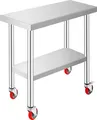 VEVOR Arbeitstisch 30" x 12" x 34" Edelstahl Catering Arbeitstisch etwas 100 kg für Belastbarkeit Lebensmittel Zubereitungstisch Gewerbliche Arbeitstisch für Küche Bar Restaurantar 4 verstellbare Füße
