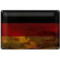 Roomando Metallschild Flagge Deutschland 40x30cm Flag Germany Rost 40x30