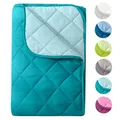 wometo Microfaser Sommer Steppbett Wende-Design 155x220 OekoTex – türkis und hellblau Kochfest 95° Sommerbettdecke für Camping und heiße Tage I ohne Bezug verwendbar I farbig & bunt