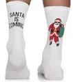 TODO Sport Damen Weihnachtssocken. Lustige Socken Santa is Coming (Weiß, 35-38)