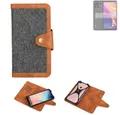 K-S-Trade Handyhülle für TCL 501, Schutzhülle Handyhülle Filz Hülle Kunst-Leder dunkelgrau braun
