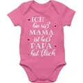 Shirtracer Shirtbody Ich bin süß Mama ist heiß Papa hat Glück Herzen Sprüche Baby rosa 1/3 Monate