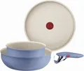 Tefal Ingenio Serenity Kochgeschirr-Set 4-teilig, Mineralia Antihaftversiegelung, platzsparend, stapelbar, für alle Herdarten, spülmaschinengeeignet, Blue Salt, L8294S04