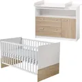 roba Kinderzimmerset 'Gabriella', 2-teilig, enthält Babybett 70x140cm & breite Wickelkommode, bicolor - Weiß/Braun