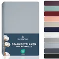 BARBONS Spannbettlaken 180x200cm - 100% Baumwolle Spannbetttuch Oeko-TEX Zertifiziert Bettlaken Jersey Bettwaren und Bettbezug für Boxspringbett und Dicke Matratzen bis 27 cm - Hellblau 180 x 200