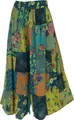 Patchwork Hose, Weite Boho Sommerhose - Grün, Damen, Viskose, Größe: S