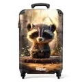 NoBoringSuitcases.com Kinder-Reisekoffer mit Rollen - Waschbär - 55x40x20 cm (Braun)