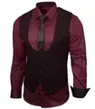 Herren Hemd Weste Krawatte Set Business Anzugweste Westen Slim Fit Smoking Frack Business Herrenanzug-Set Sakko B-101, Farbe:Bordeaux, Größe:S