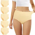FALARY Unterhosen Damen Baumwolle Hohe Taille 5er Pack Stretch Atmungsaktiv Panties Weich Frauen Unterwäsche 2XL Hautfarben