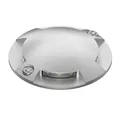 ledscom.de LED Bodenleuchte, Wegmarkierung BUNDA für außen, IP67, 4-flammig, aluminium, rund, 70mm Ø, kaltweiß