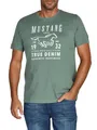MUSTANG Tshirt Herren Regular Fit Rundhals Kurzarm Sommer Tee Shirt Logoprint Baumwolle, Größe:3XL, Farbe:Balsam Green (1014003-6390)