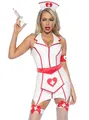 Sexy Krankenschwester Kostüm - Rot-weißes Vinylkleid für