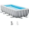 Framepool INTEX "PrismFrame", grau (grau, blau), B:200cm H:100cm L:400cm, Schwimmbecken, BxLxH: 200x400x100 cm