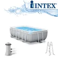 Intex Frame Pool Set Prism Quadra 400x200x100 cm Swimming Pool Set mit Leiter