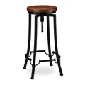 Relaxdays Barhocker industrial, Tresenhocker drehbar, hoher Vintage Hocker, höhenverstellbar bis 77,5 cm, schwarz/braun