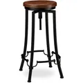 Barhocker Industrial, Tresenhocker Drehbar, Hoher Vintage Hocker, Höhenverstellbar Bis 77,5 Cm, Schwarz/braun - Relaxdays