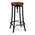 Relaxdays Barhocker industrial, Tresenhocker drehbar, hoher Vintage Hocker, höhenverstellbar bis 77,5 cm, schwarz/braun