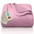 Gräfenstayn Premium Tagesdecke 200x220 cm – Bettüberwurf mit Nahtloser Steppung & Blatt-Design – Samt-Decke – weich, knitterfrei & pflegeleicht – Überwurf für Bett & Sofa (Altrosa)