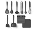 Hoffmann Germany Kochbesteck-Set 10-tlg. Küchenhelfer Pfannenwender Kochlöffel Zange (Set, 10-tlg., 10-tlg.: Pfannenwender, Kochlöffel, Zange, Kelle, Ablage u.v.m), Schöpfkelle, Schneebesen, Ablage, Untersetzer, spülmaschinengeeignet