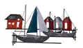 Kaufhaus le petit Wanddekoobjekt Wanddeko Schiff Segelboot Wandbild Haus Boot Deko Figur Skulptur, Maritime Dekofigur, Dekoobjekt, Segelschiffe, Segelboote aus Metall