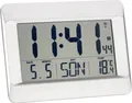 TFA Dostmann Digitale Wanduhr Funkuhr Innentemperatur Datum silber 60.4519