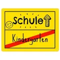 speecheese Metallschild Zur Einschulung Metallschild XXL in 28x38 cm mit Spruch Schule 38 x 28 cm | 30 cm x 40 cm