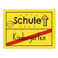 Zur Einschulung Metallschild XXL in 28x38 cm mit Spruch Schule - Kindergarten Schulanfang Überraschung Metallschild XXL in 28x38 cm für Kinderzimmer Tür oder Zaun Ideal für Erstes
