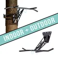 PULLUP & DIP Premium Klimmzugstange und Dip Stange, Mobil für Wand und Befestigung an Baum & Pfosten, für zu Hause + Outdoor im Garten, Hochwertige Qualität, Über 35 Übungen (INDOOR + OUTDOOR Paket)