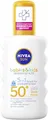 NIVEA SUN Babies & Kids Sensitiv Schutz 5in1 Sonnenspray LSF 50+, extra wasserfestes Sonnencreme Spray für Kinder, duftfreier Sonnenschutz auch für zu Ekzemen neigende Haut (200 ml)