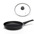 Hoffmann STONIQ Bratpfanne PFAS-frei 20 cm Induktionspfanne Aluminium Handguss Made in Germany | Antihaftbeschichtung mineralisch | abnehmbarer Stiel | backofengeeignet (Mit Glasdeckel, 20 cm)