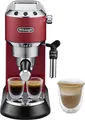 De'Longhi Espressomaschine Dedica Style EC685.R - Espresso & Doppio, mit Milchschaumdüse, Nur 15 cm breit, für E.S.E Pads geeignet, 1L, inkl. Milchschaumdüse
