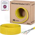 HB-DIGITAL 25m CAT 7 Netzwerkkabel LAN Kabel Verlegekabel Ethernet Installationskabel 10 Gbit/s - reines Kupfer AWG23 S/FTP - GHMT Zertifiziert LSZH Datenkabel Simplex - Gelb