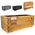 BOOGARDI Pflanzkübel groß außen & innen mit Vlies · 140cm lang naturbraun · Pflanzkasten rechteckig in 10 Größen Hochbeet Holz für Garten, ... - Braun