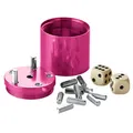 SUPER SIX Würfelspiel Aluminium pink Reisesiel mit 36 Spielstäbchen & 2 Würfel