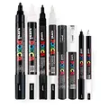 POSCA Stifteset, schwarz und weiß, dünne bis mitteldicke Spitze, 8 Stifte (PC-5M, PC-3M, PC-1M, PC-1MR)