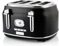 Westinghouse Retro-Toaster, 4 Scheiben, extra breite Schlitze, Warmhaltegestell, 1750 W, schwarz