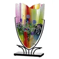 Glas Art Bodenvase Manto aus Glas - oval - Höhe 49cm x Breite 30cm - blau pink - handbemalt - Nicht wasserdicht