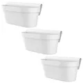 Engelland - 3 x Balkonkasten für Geländer & Zaun, Weiß, Blumentopf mit Wasserspeicher, Blumenkasten zum EIN-Hängen, Balkontopf, Pflanzkasten, 49 x 20,5 x 23 cm, Außenbereich, Kunststoff