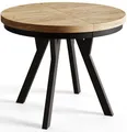 AlpiMeble Runder Esstisch ausziehbar – Moderner Wohnzimmertisch und Küchentisch – Tisch mit Stabile Konstruktion, Durchmesser 90 cm - 190 cm - Farbe Craft - Kollektion Evo
