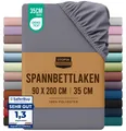 Bedding - Spannbettlaken 90x200cm - Grau - Gebürstete Polyester-Mikrofaser Sp...