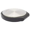 WAGNER Design-Boden-Türstopper SCREW OR GLUE DESIGN - Durchmesser Ø 90 x 105 x 20 mm, Zinkdruckguss in Edelstahloptik gebürstet, Puffer thermoplastischer Kautschuk zum Hinstellen - 15512001