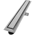 VILSTEIN Duschrinne 90cm, Edelstahl Bodenablauf Komplettset, extra flach, Siphon mit Geruchsstop, Haarsieb - Randablauf