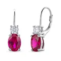 MIORE Schmuck, Ohrhänger Damen, Ohrringe Silber 925, Damenohrringe mit Rubin und Zirkonia, Ohrringe rot, Creolen Silber 925, Ohrschmuck